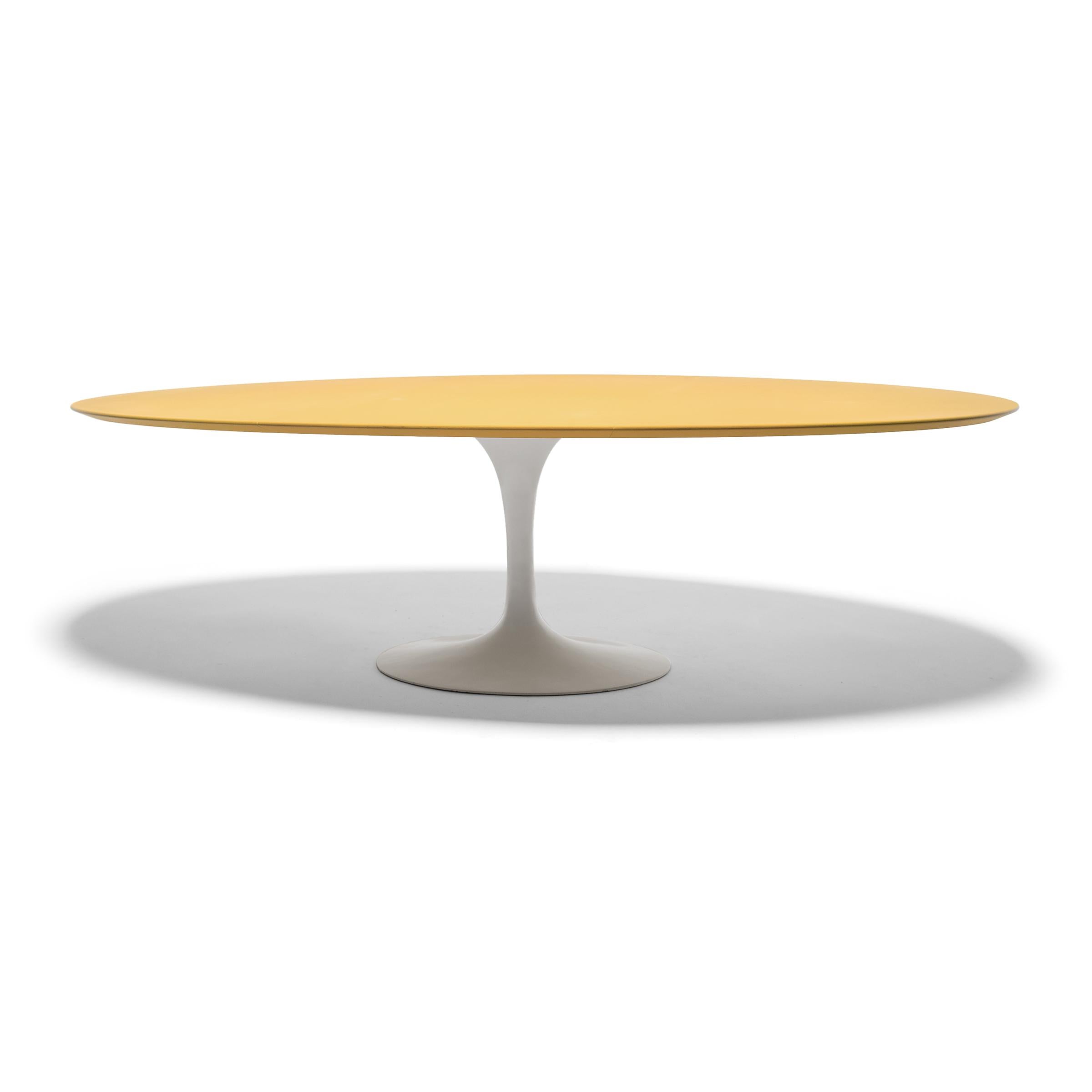Designed in 1957 for Knoll International, the Tulip base pedestal table was Finnish designer Eero Saarinen's solution to the 