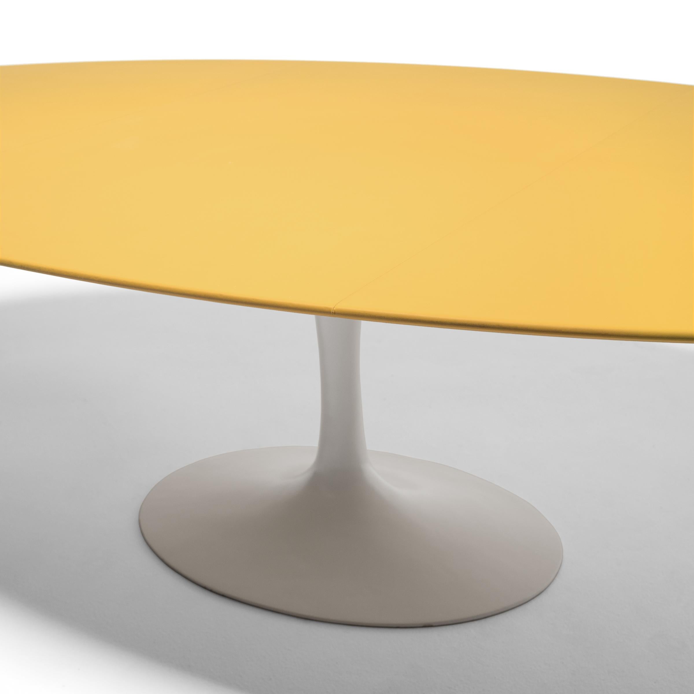 Mid-Century Modern Vintage Knoll Saarinen Dining Table with Yellow Leather Top