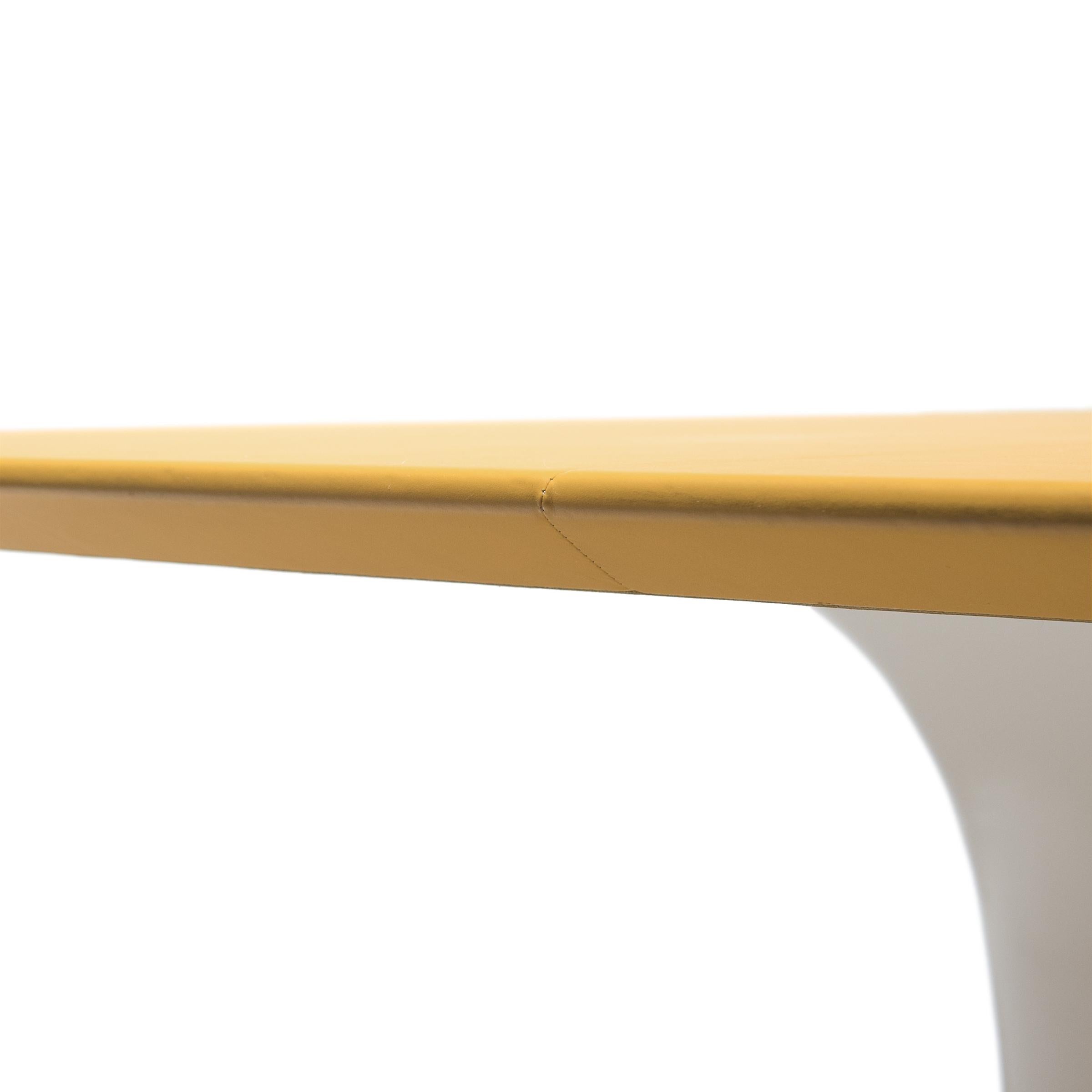 Painted Vintage Knoll Saarinen Dining Table with Yellow Leather Top