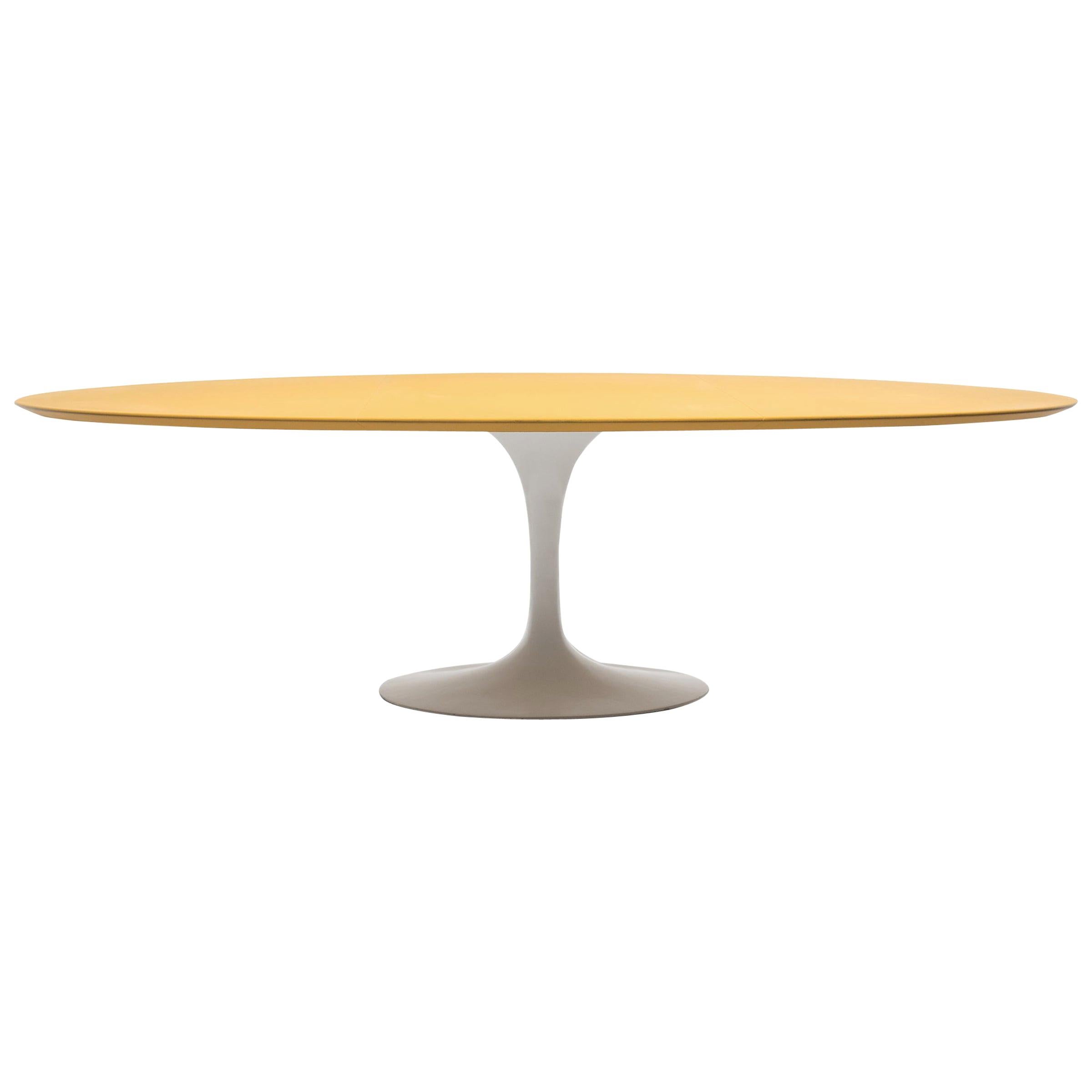 Vintage Knoll Saarinen Dining Table with Yellow Leather Top