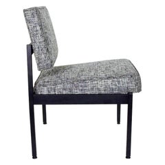 Chaise industrielle vintage de style Knoll en tweed noir et ivoire, c.C.I.C.