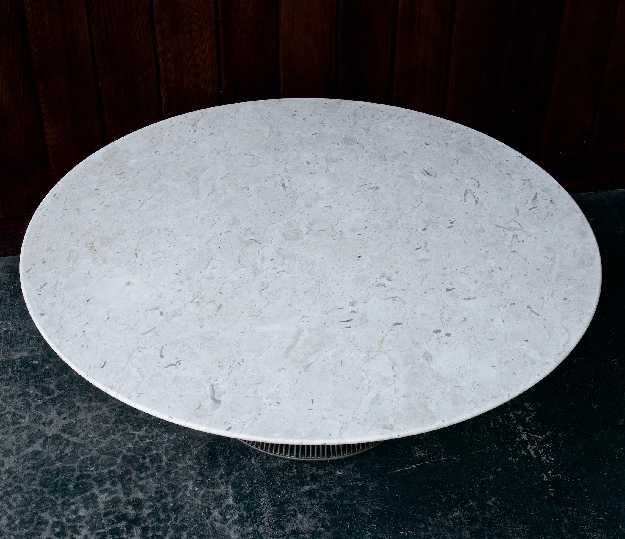 Mid-Century Modern Knoll Table basse en marbre Warren Platner Vintage 1960s Nickel Plated Cabinmodern en vente