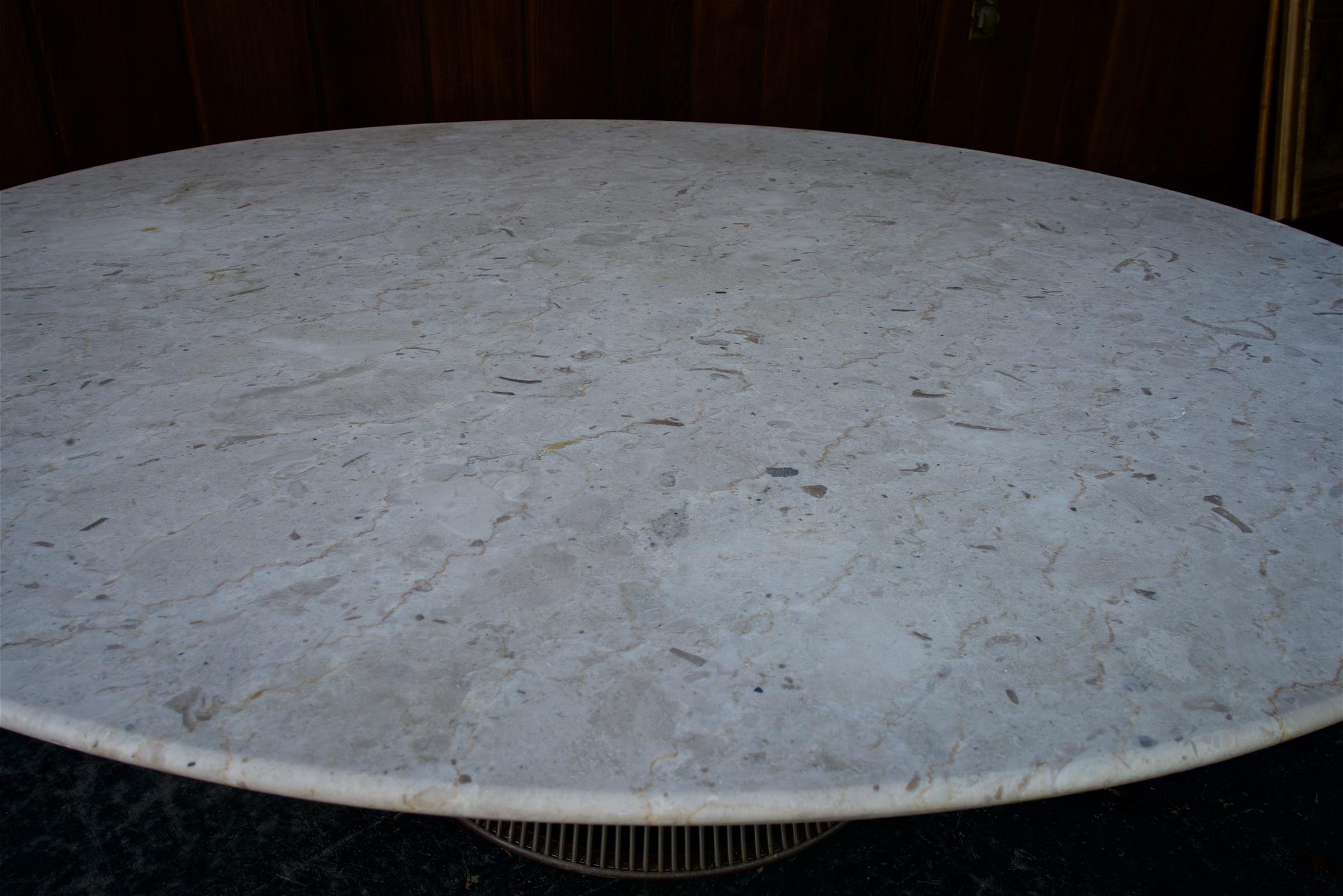 Knoll Warren Platner Marble Coffee Table Vintage 1960s Nickel Plated Cabinmodern In Fair Condition For Sale In Hyattsville, MD