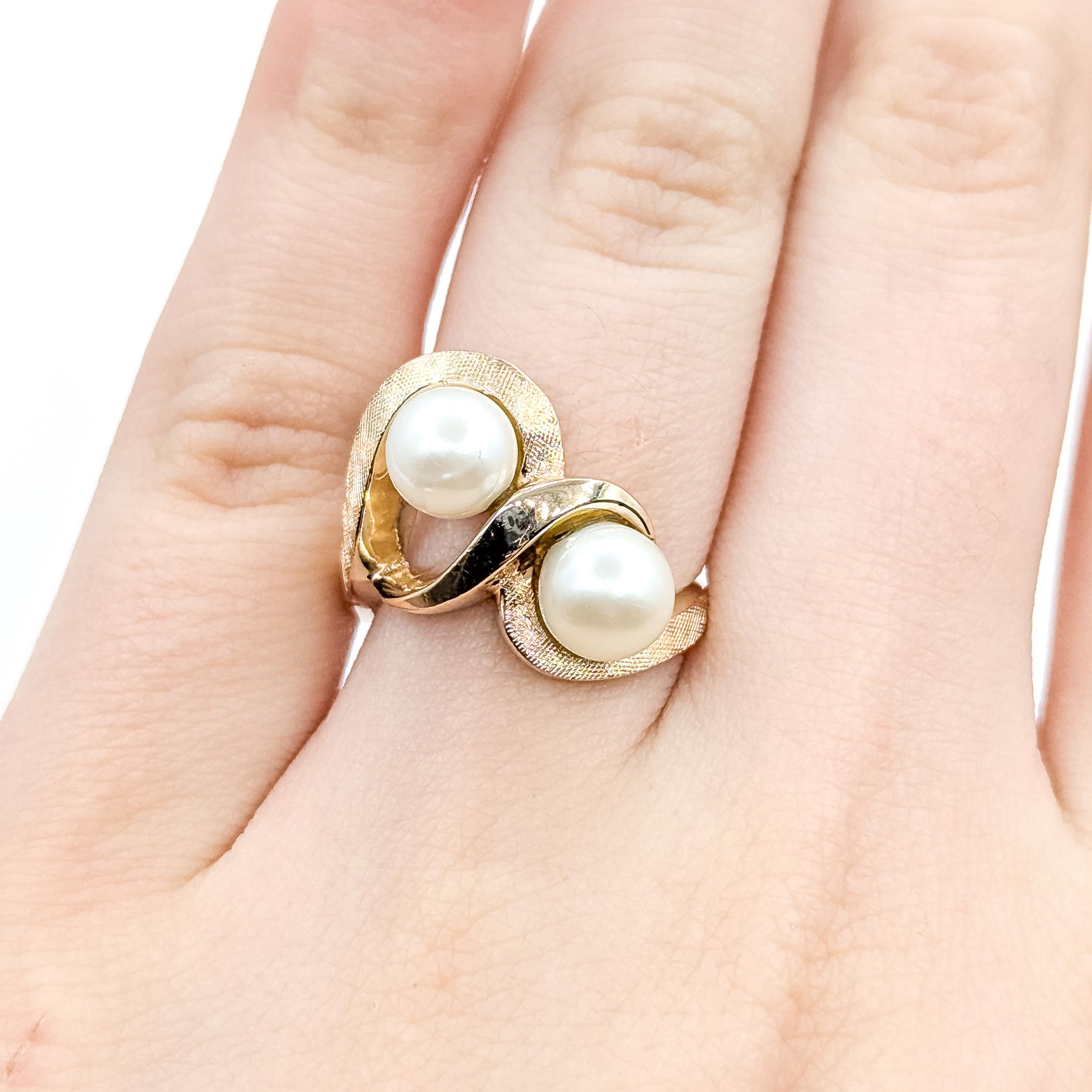 Vintage Knot Pearl Ring in 14k Damen im Angebot