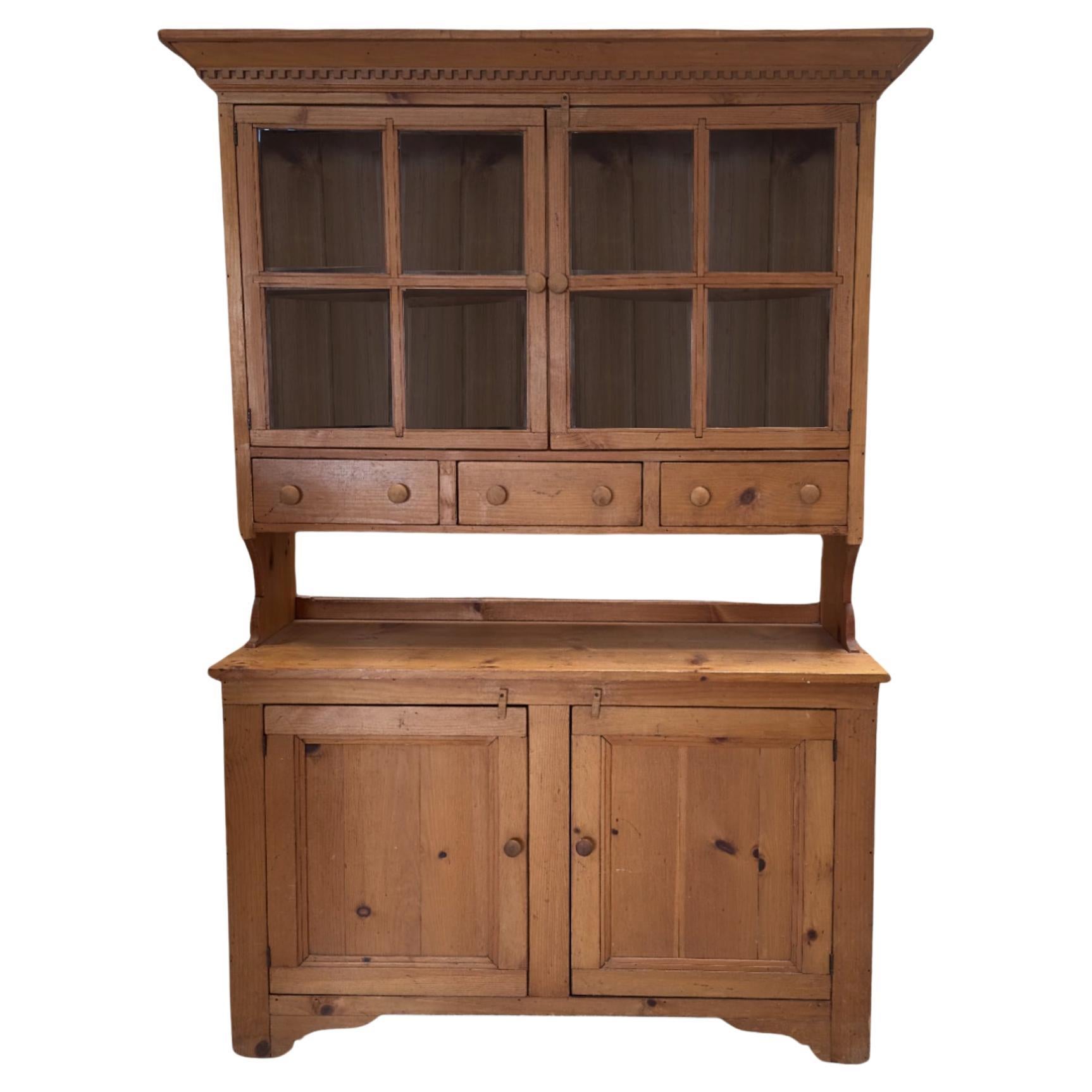 Vintage Knotted Pine Kitchen Cupboard For Sale