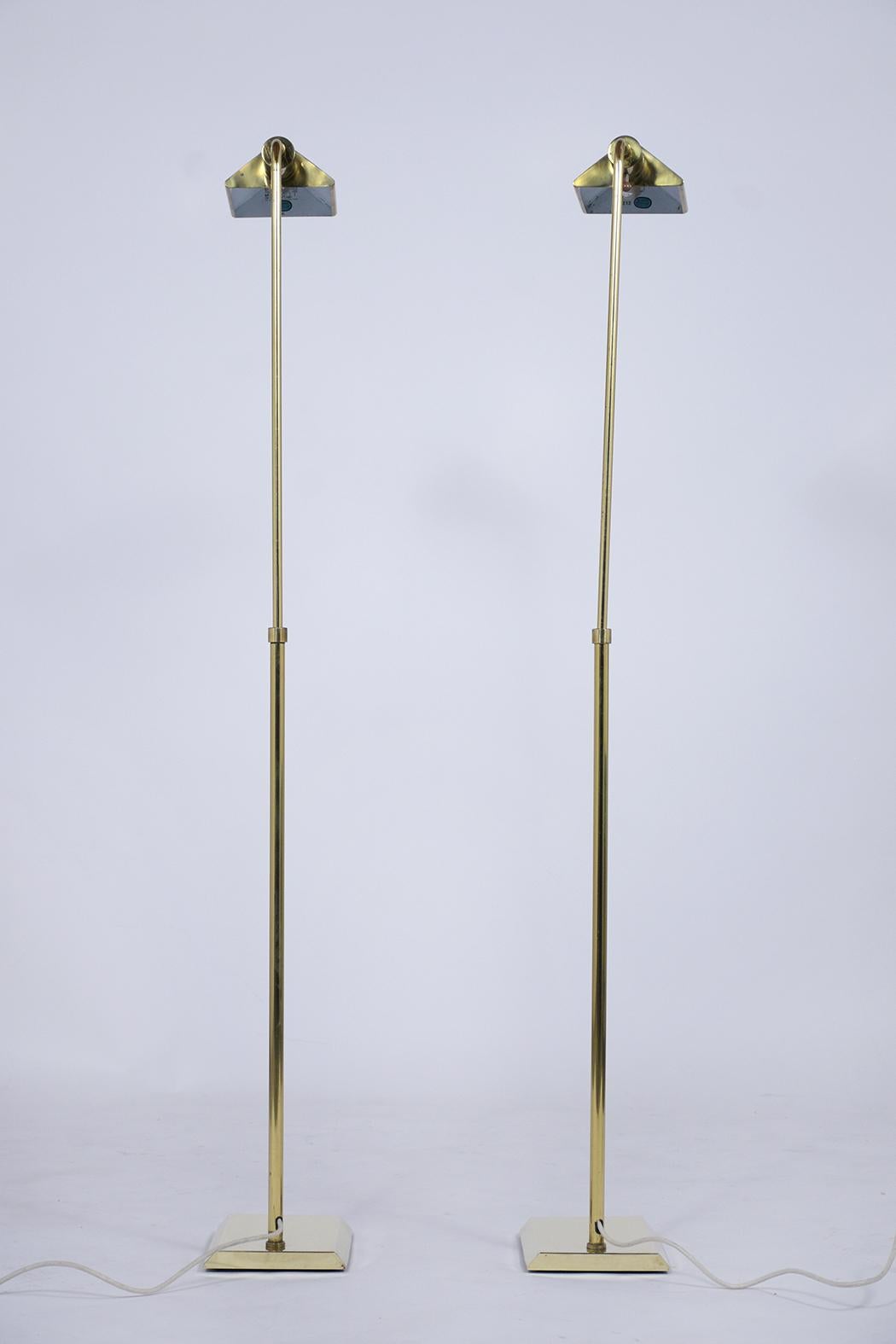 Hand-Crafted Koch & Lowy Brass Reading Floor Lamps