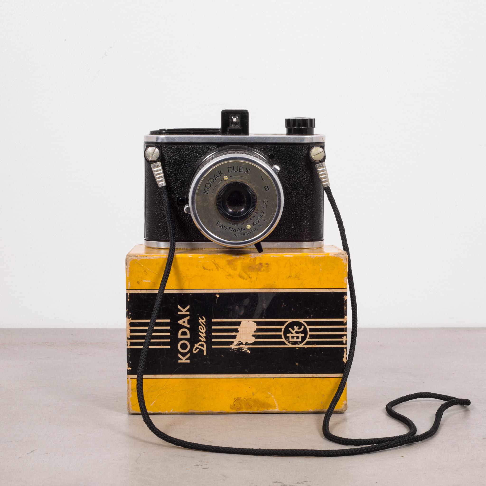 About

This is a Kodak Duex box camera and original box produced between 1940-1942. The body is Bakelite and metal with the original fabric strap. The camera and box have retained their original finish. The camera may or may not work. Selling for
