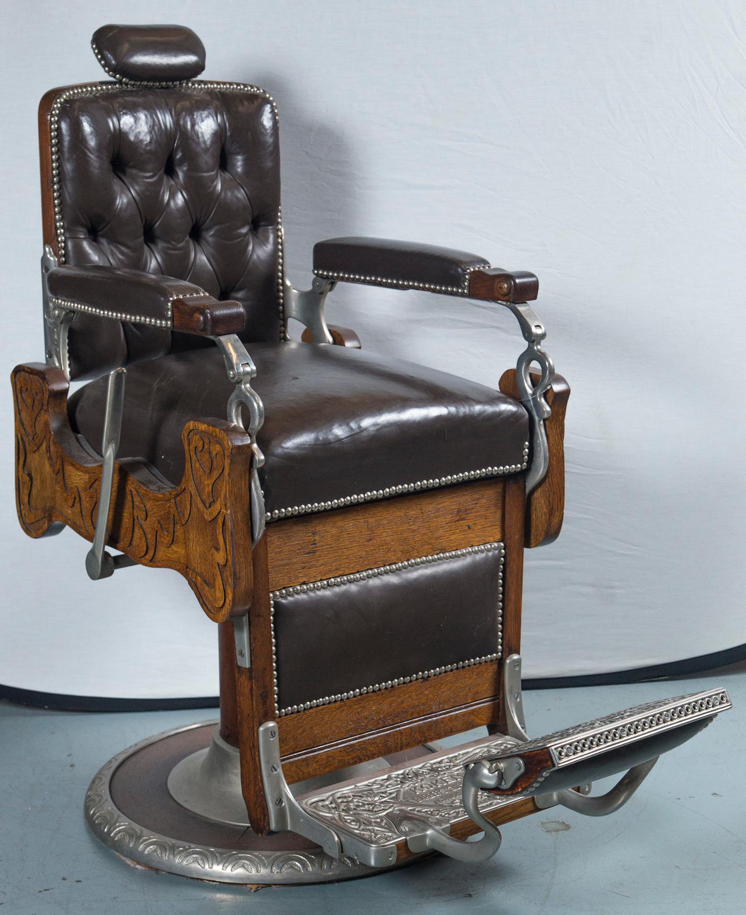 Vintage Koken Barber's Chair 1890 ca signed Koken Barbers' Supply St. Louis, Mo 1