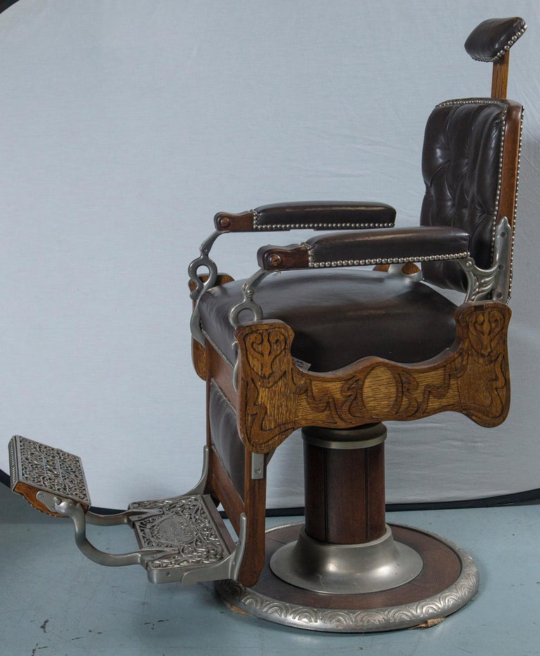 Vintage Koken Barber's Chair 1890 ca signed Koken Barbers' Supply St