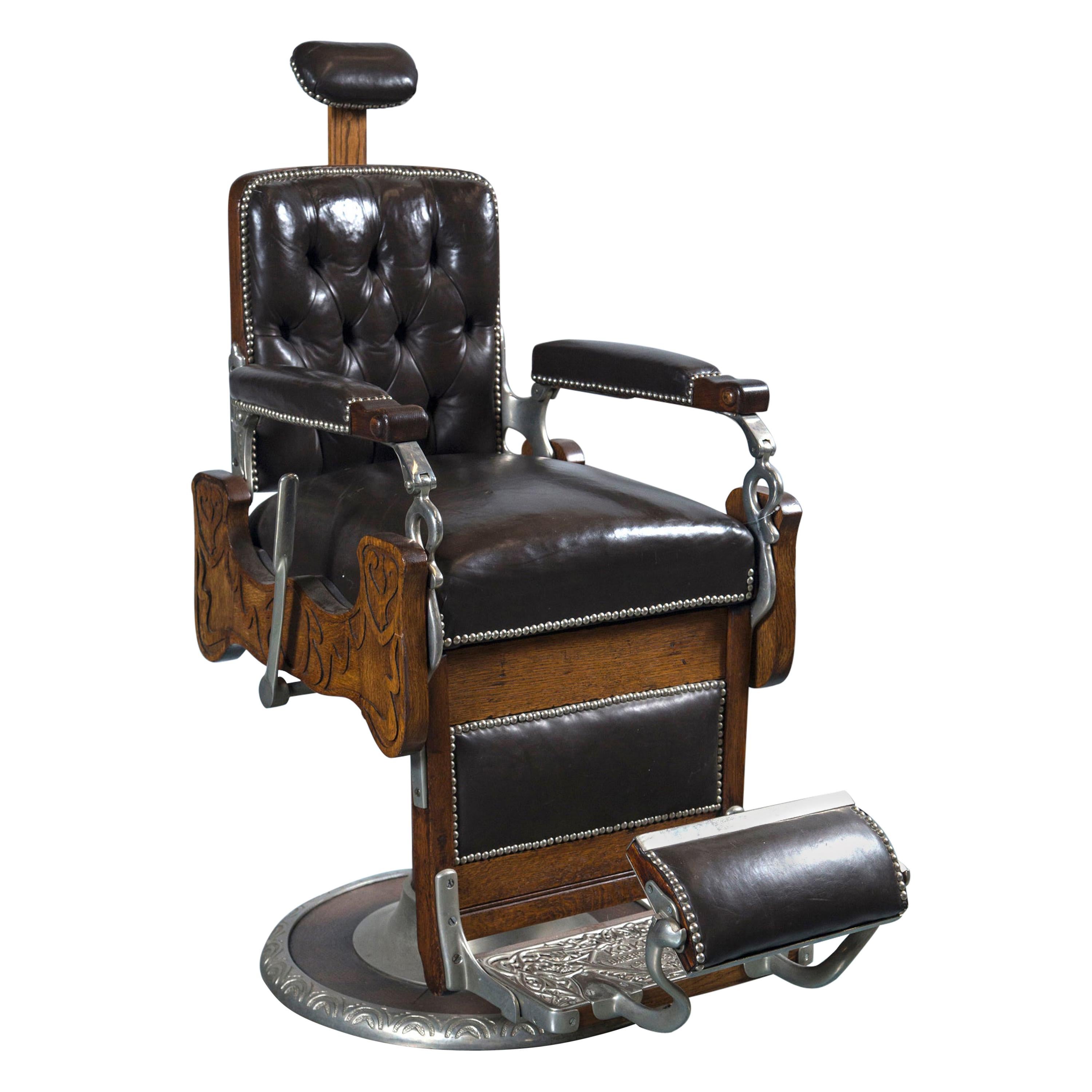 Vintage Koken Barber's Chair 1890 ca signed Koken Barbers' Supply St. Louis, Mo