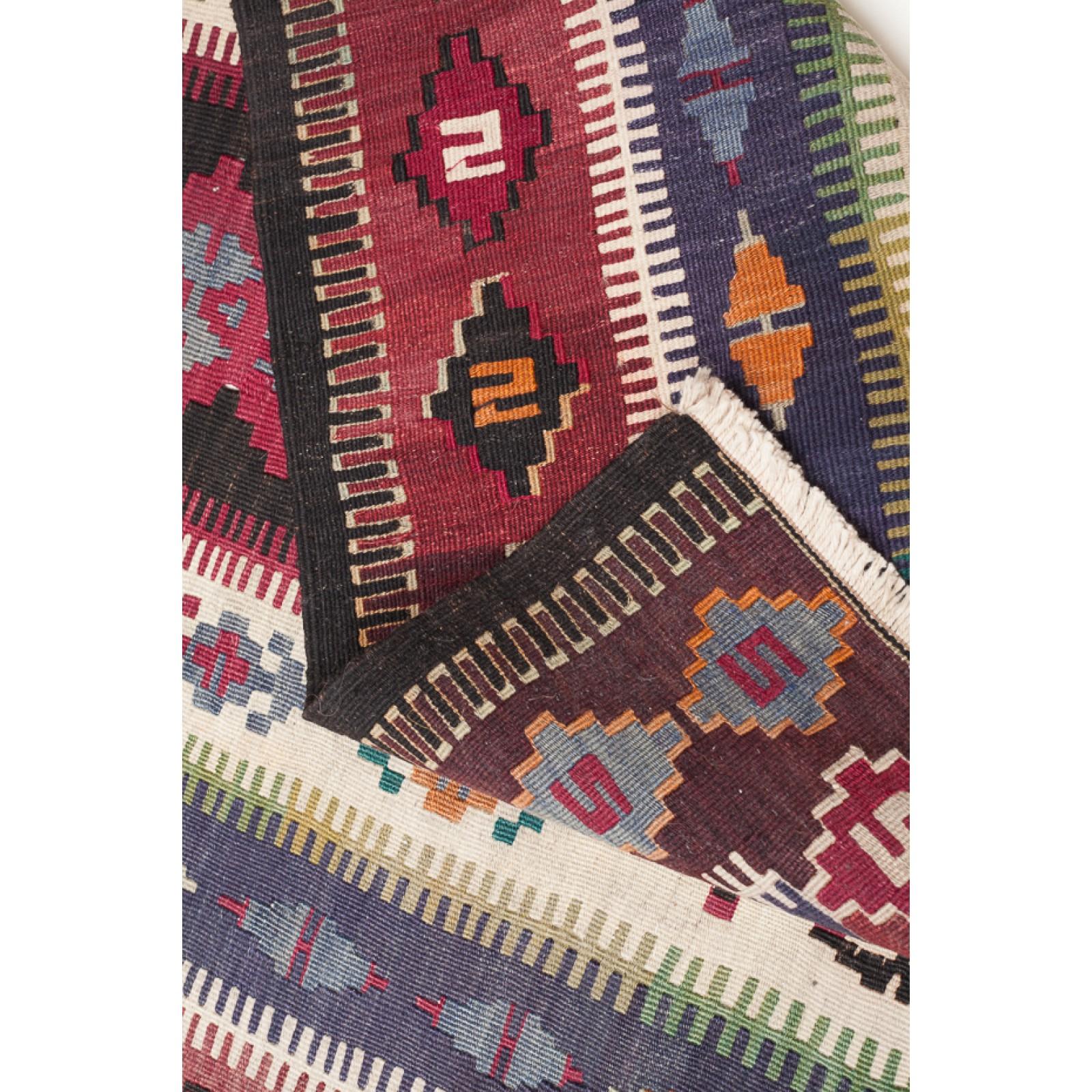 This is Central Anatolian Vintage Kilim from the Konya - Obruk region with a rare and beautiful color composition. 

This highly collectible antique kilim has a wonderful special color and texture that is typical of an old kilim in good condition.