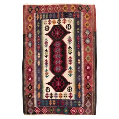Used Konya Obruk Kilim Central Anatolian Rug Vintage Turkish Carpet