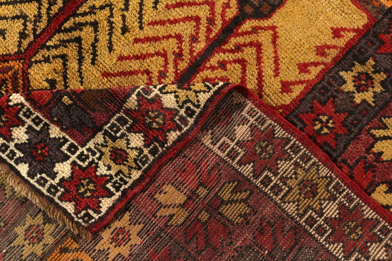 Vintage Rug Midcentury Red Black Gold All-Over Geometric Pattern by Rug ...