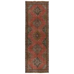 4.4x13 Ft Vintage Konya, Sille Runner Rug. All Wool Hand-Knotted Village Carpet