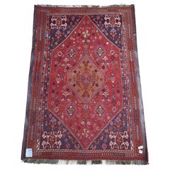 Vintage Koohi / Qashqai - Nomadic Persian Rug - Rust, Amber, Navy
