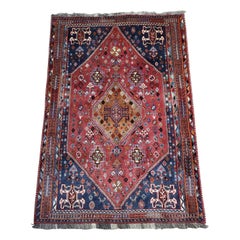 Vintage Koohi / Qashqai - Nomadic Persian Rug - Rust, Amber, Navy