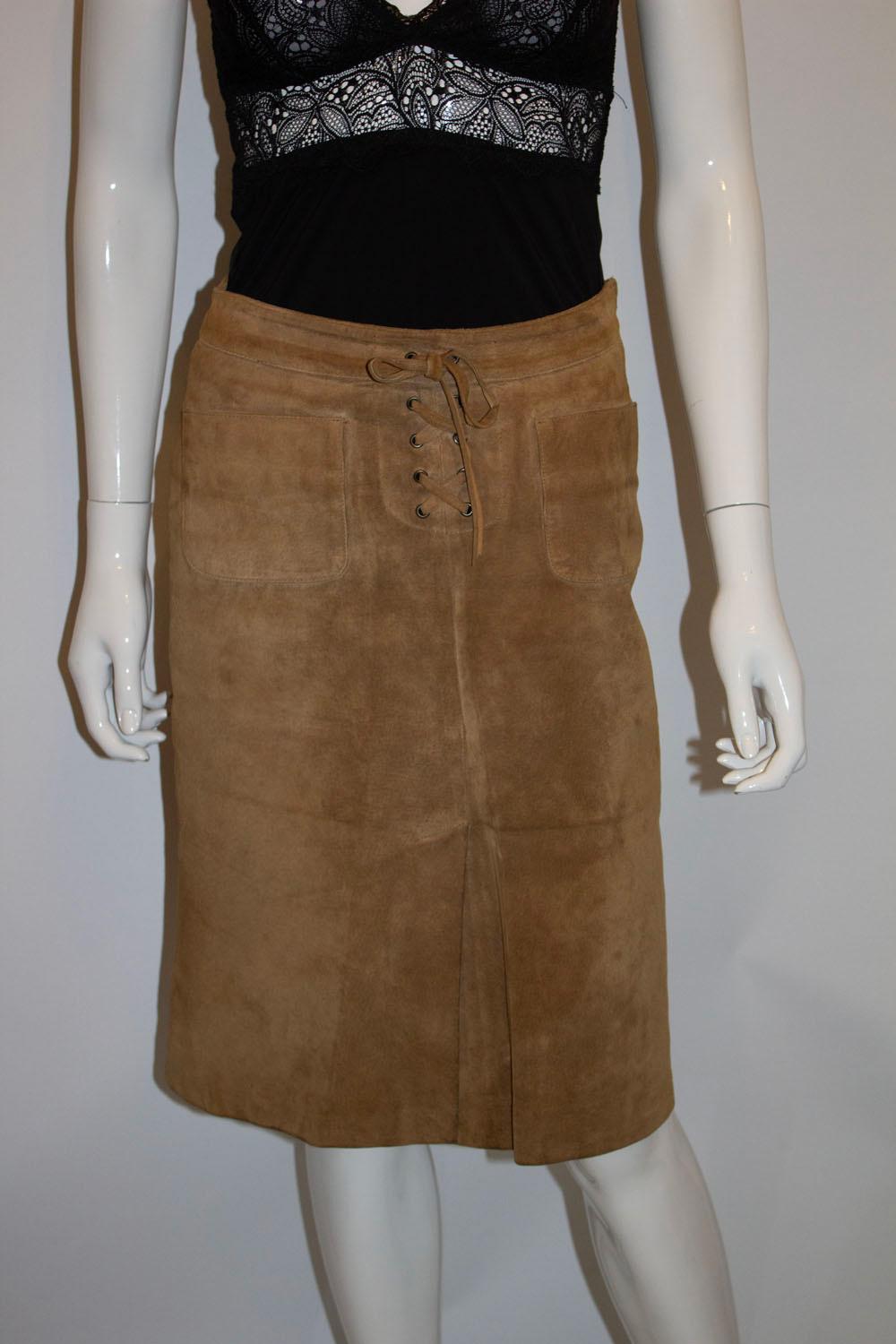 Women's Vintage Kookai 1970s Style Suede Skirt For Sale