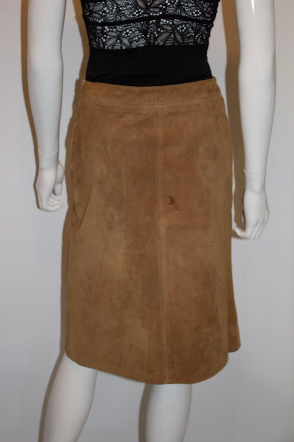Vintage Kookai 1970s Style Suede Skirt For Sale 1