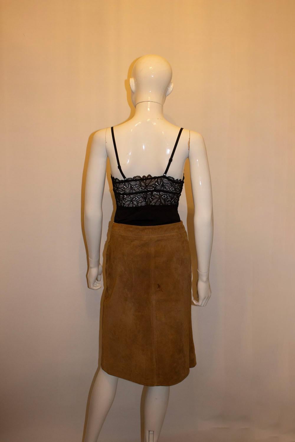 Vintage Kookai 1970s Style Suede Skirt For Sale 2