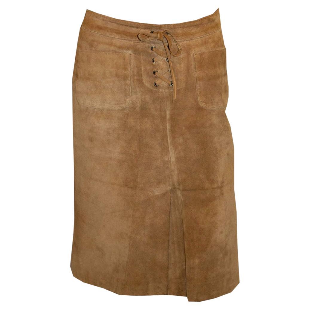 Vintage Kookai 1970s Style Suede Skirt For Sale