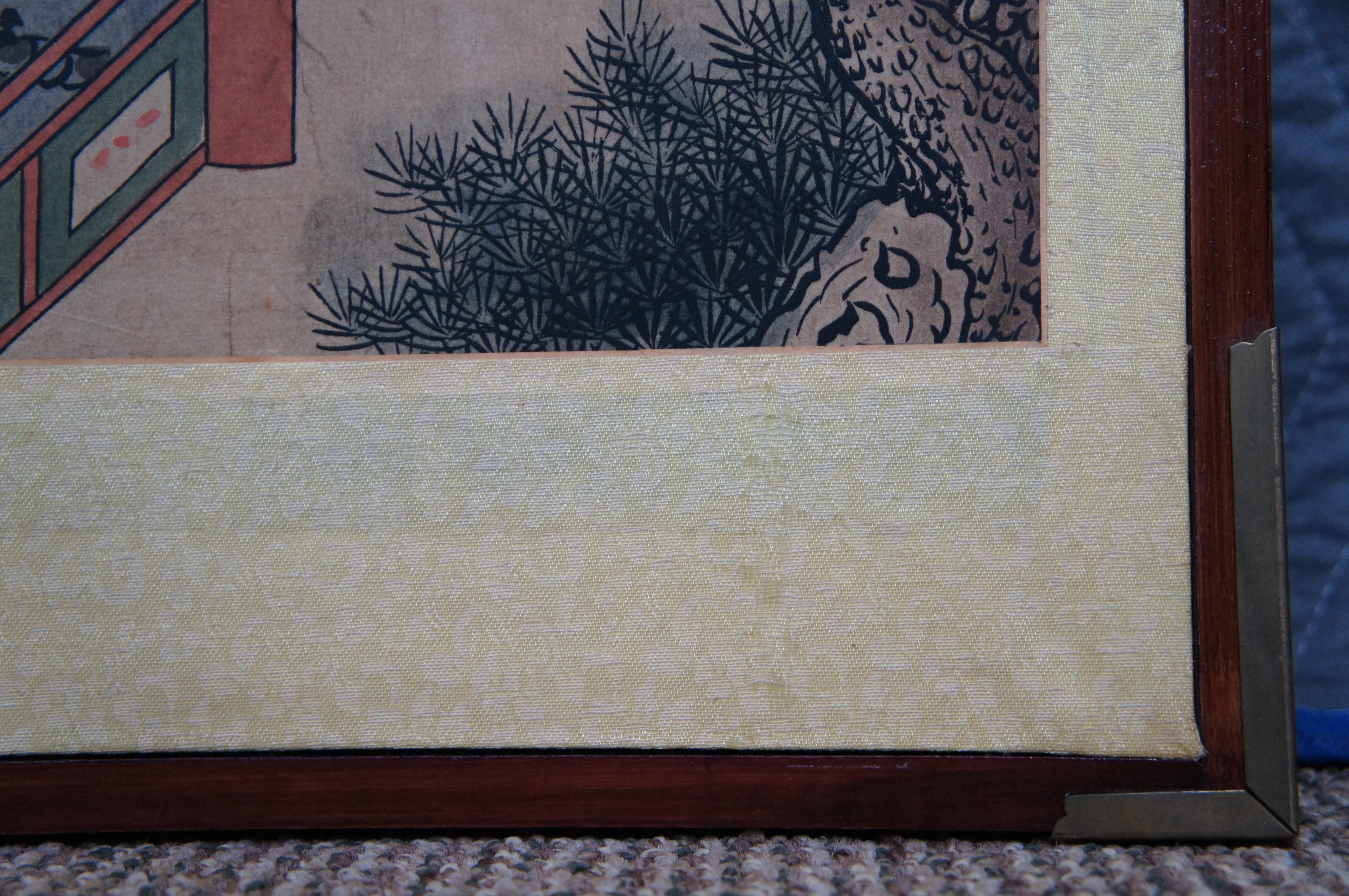 Vintage Korean 4 Panel Landscape Guo Ziyi Banquet Folding Screen Divider For Sale 2