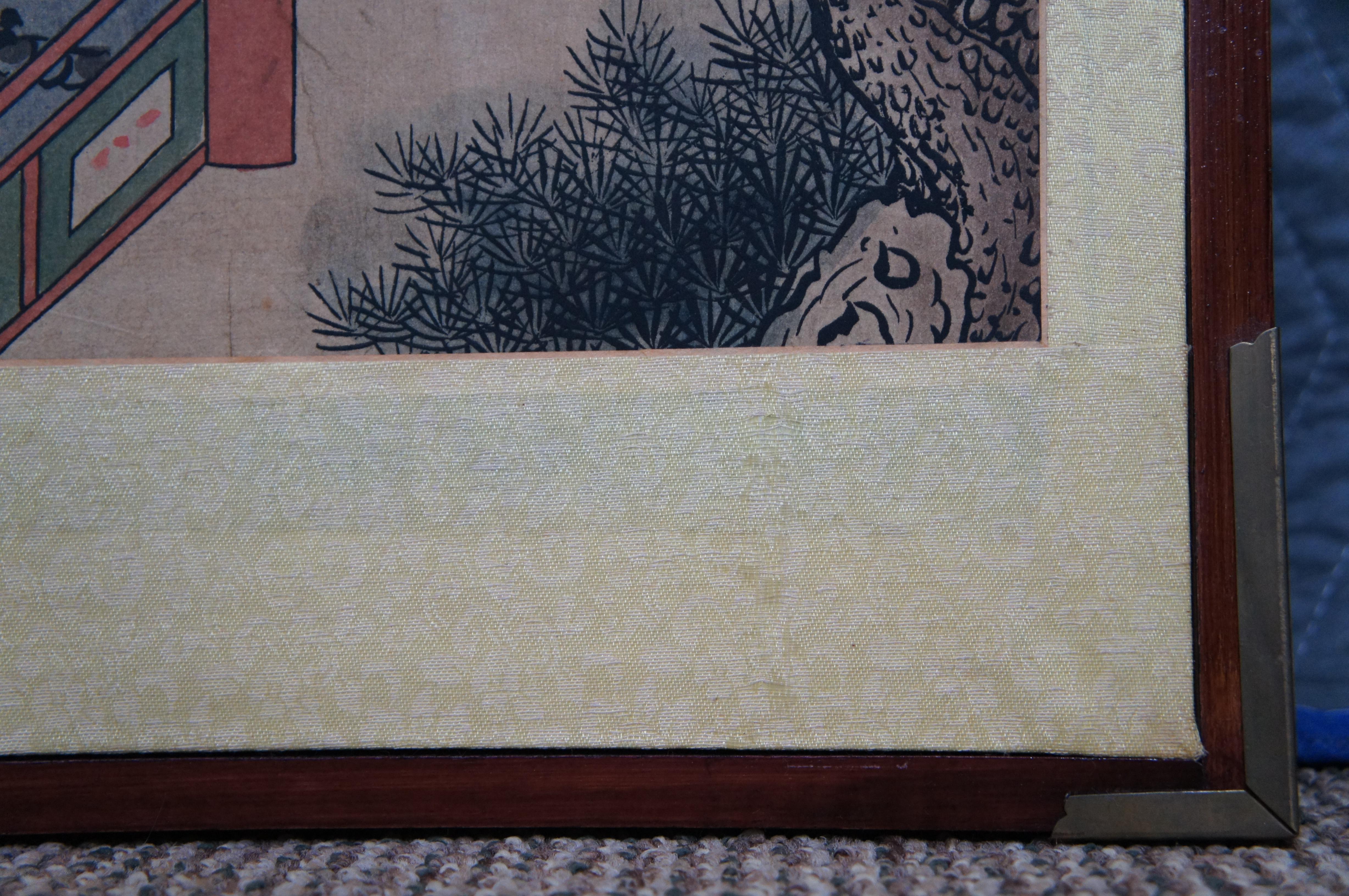 Vintage Korean 4 Panel Landscape Guo Ziyi Banquet Folding Screen Divider 2