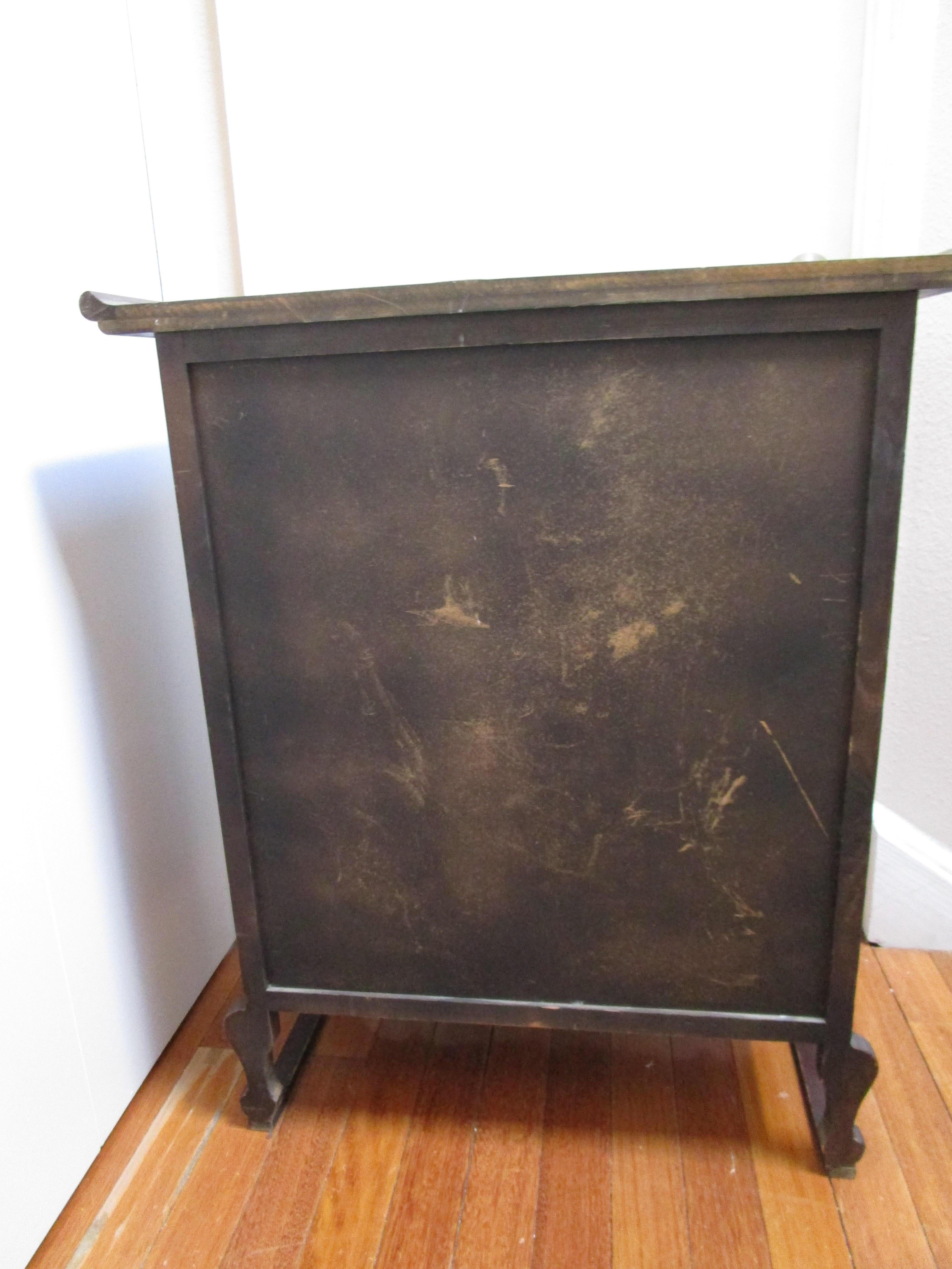 Vintage Korean Brass and Elm Storage Cabinet with Cabriole Legs 2