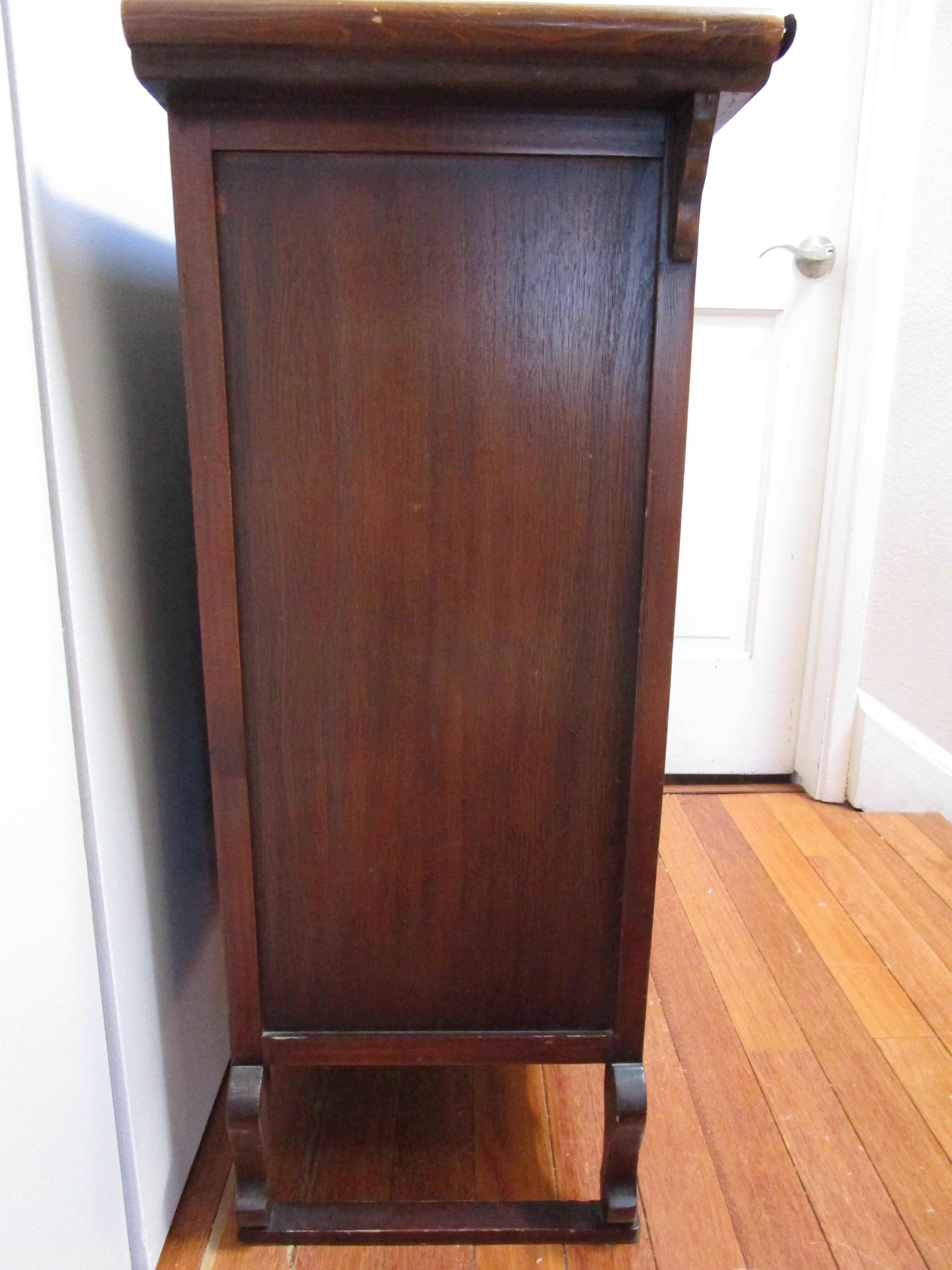 Vintage Korean Brass and Elm Storage Cabinet with Cabriole Legs 6