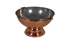 Vintage Korean Copper Brass Stainless Footed Farmhouse Colander Strainer 14"