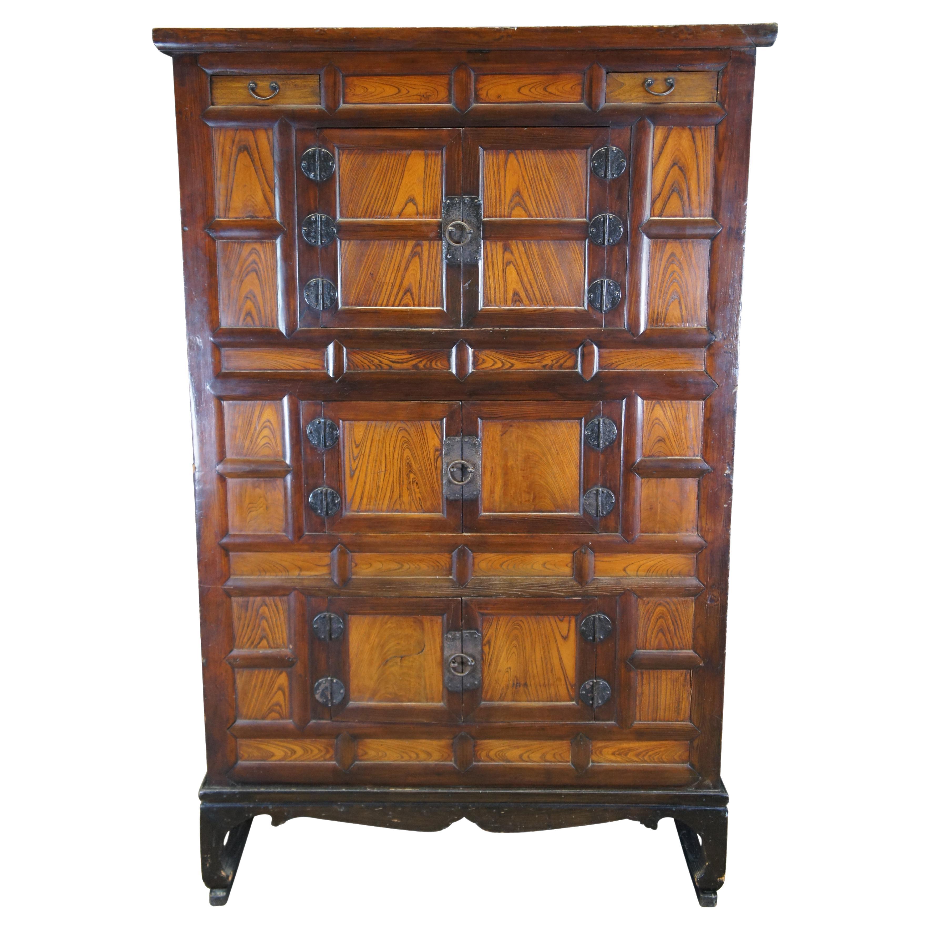 Vintage Coreano Elm Bandaji Tansu Becas Pecho Boda Armario Armoire 72"