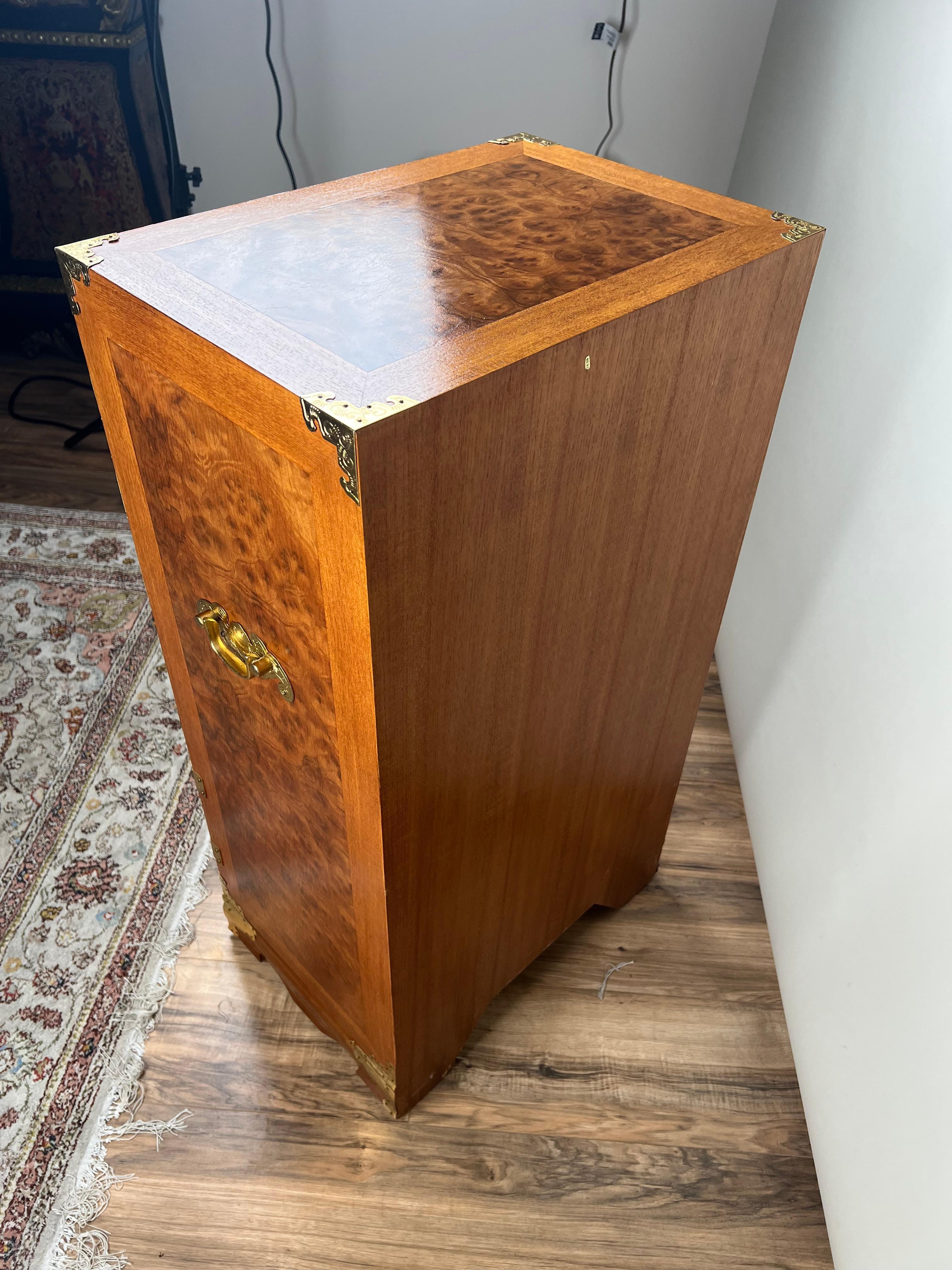 Modern Vintage Korean Elm Burl Brass Bound Bandaji Scholars Chest For Sale