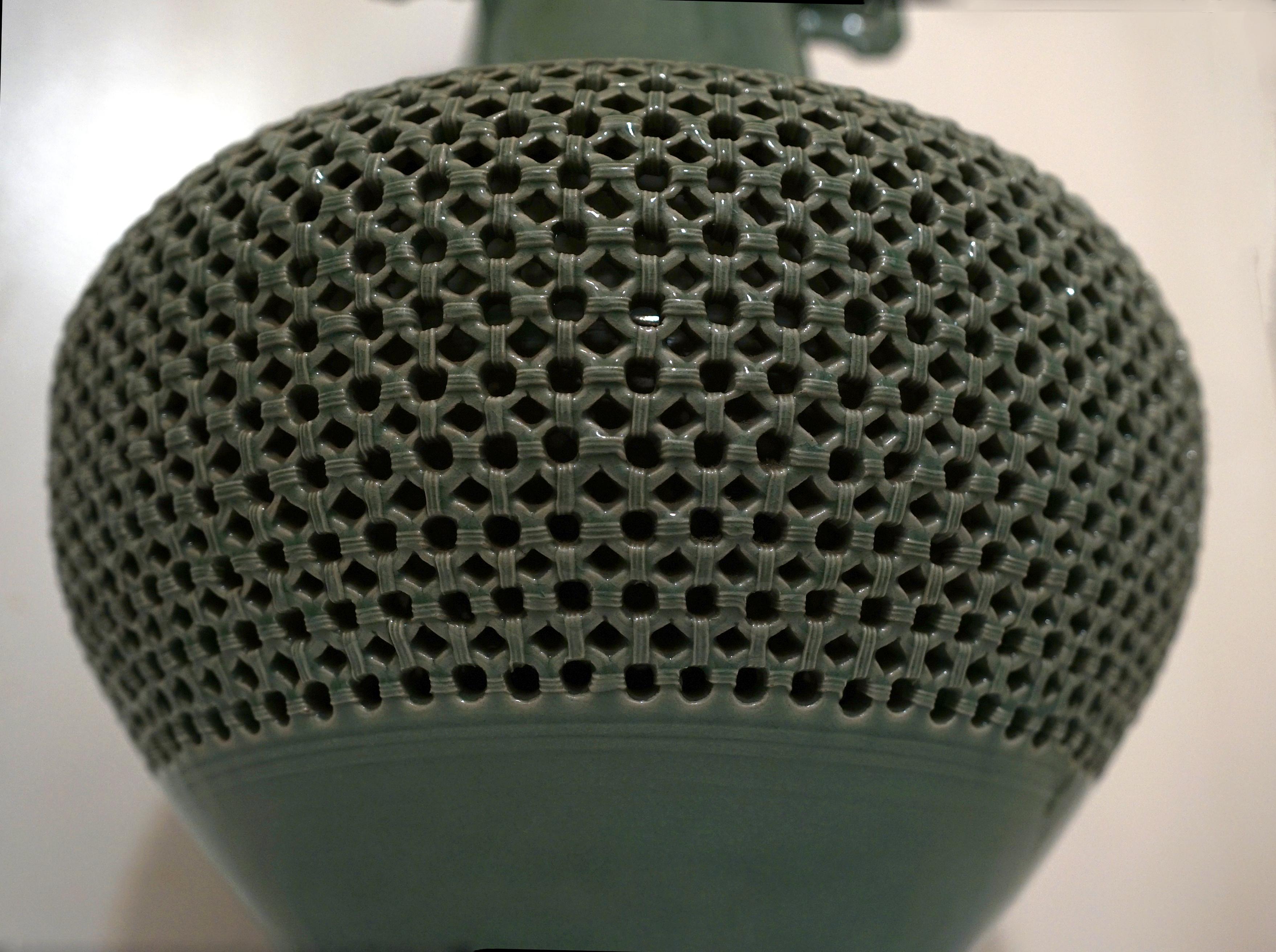 Vase céladon réticulé de style coréen Goryeo Maebyeong 2