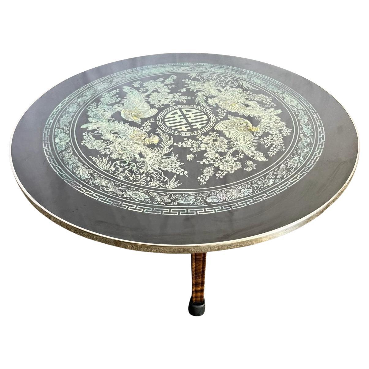Vintage Korean Mother of Pearl Inlay Foldable Coffee Table For Sale
