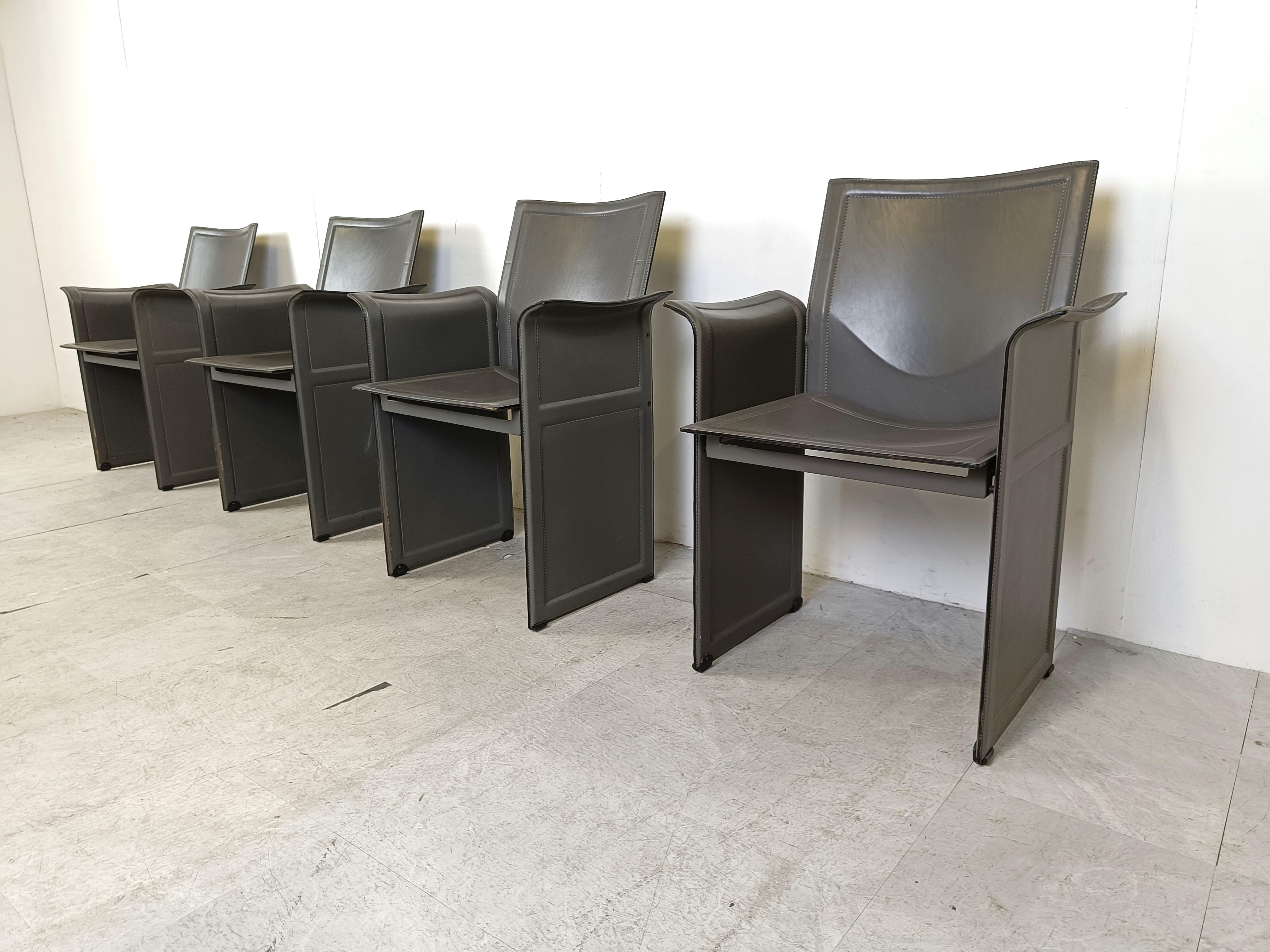 Leather Vintage Korium Dining Chairs by Tito Agnoli for Matteo Grassi, 1980, Set of 4
