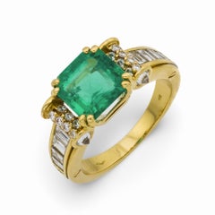 Bague Vintage Korloff GIA 2.60 carat émeraude diamant or jaune 18k