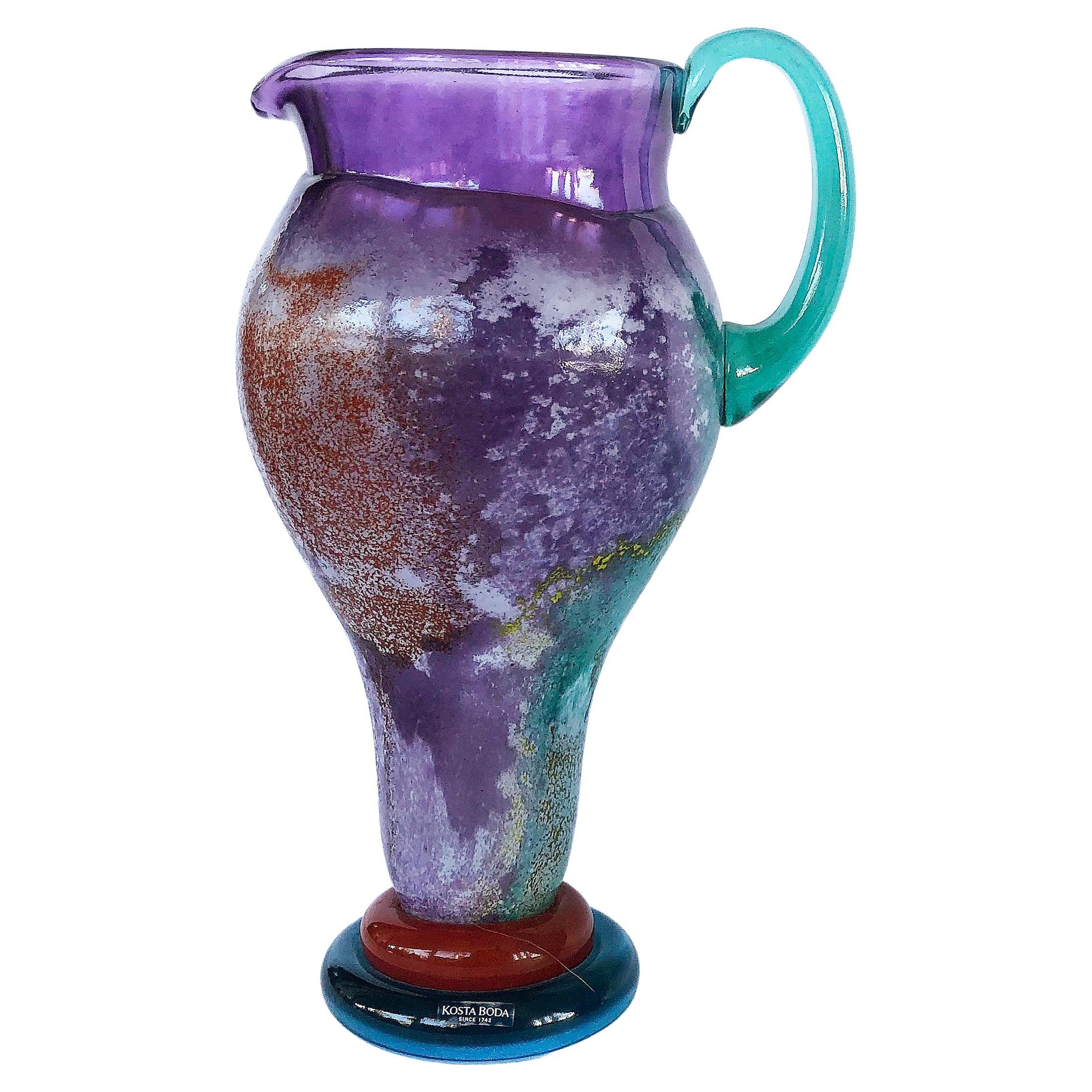 Vintage Kosta Boda Art Glass Pitcher by Kjell Engman