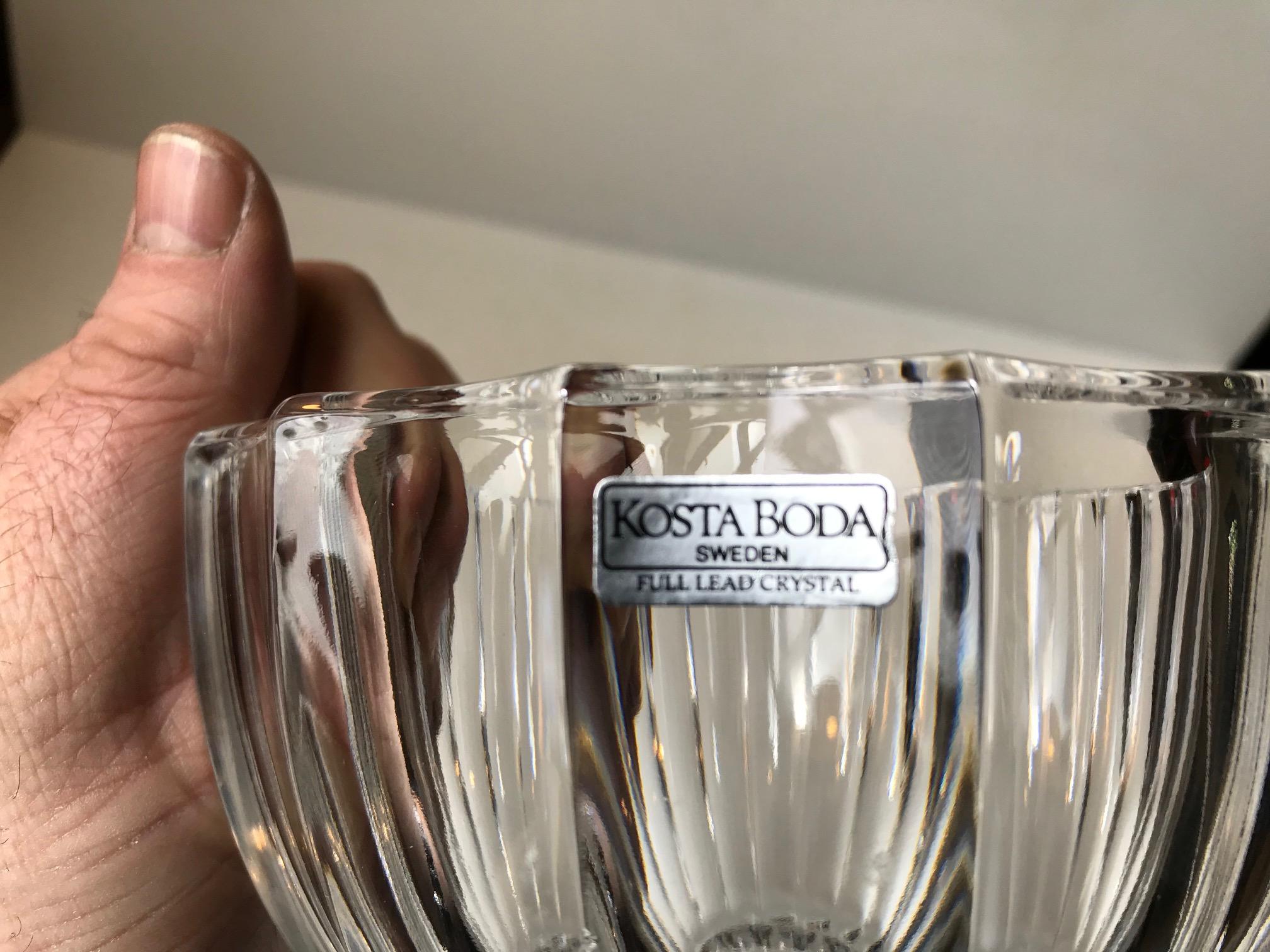 Swedish Vintage Kosta Boda Fluted Crystal Bowl For Sale