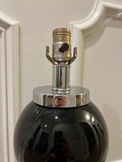 Vintage Kovacs Black Ceramic & Chrome Stacked Table Lamp
