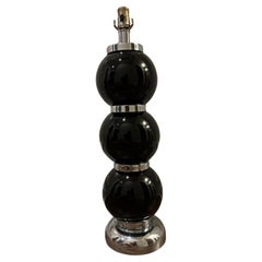 Vintage Kovacs Black Ceramic & Chrome Stacked Table Lamp