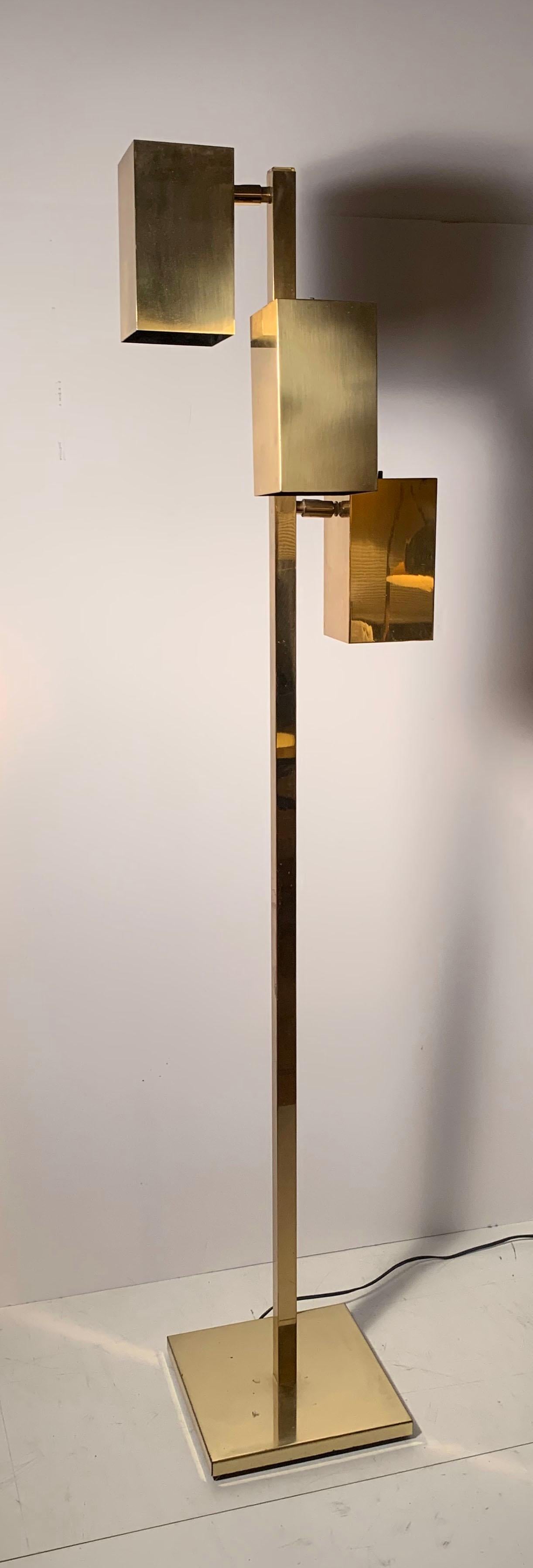 20th Century Vintage Koch & Lowy Brass Rectangular Extrusion Floor Lamp