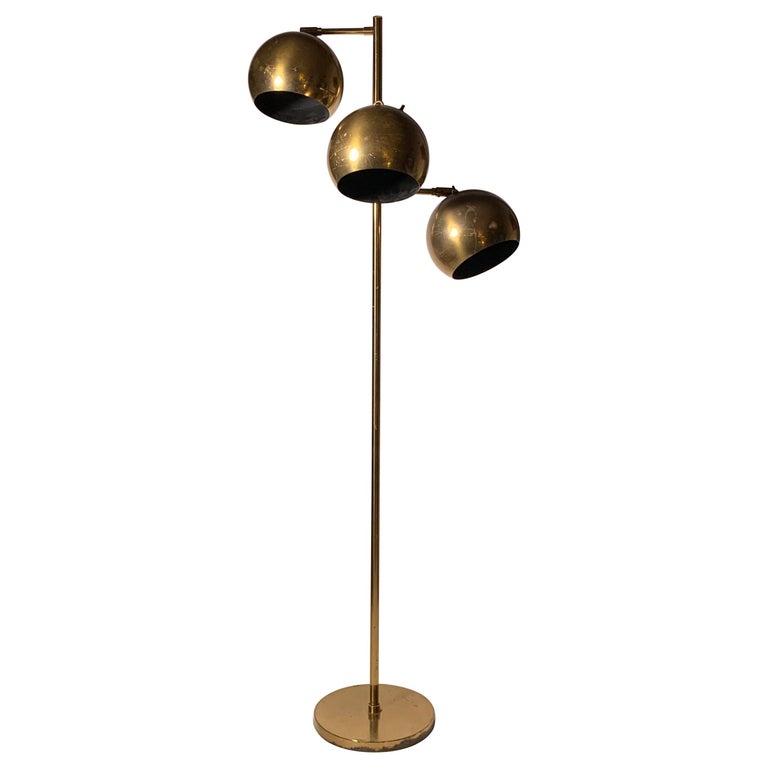 Vintage Koch and Lowy Brass Triple Ball Articulating Floor Lamp For Sale at  1stDibs