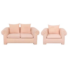 Vintage Kreiss Collection Pink Bubble Living Room Set, Loveseat and Armchair