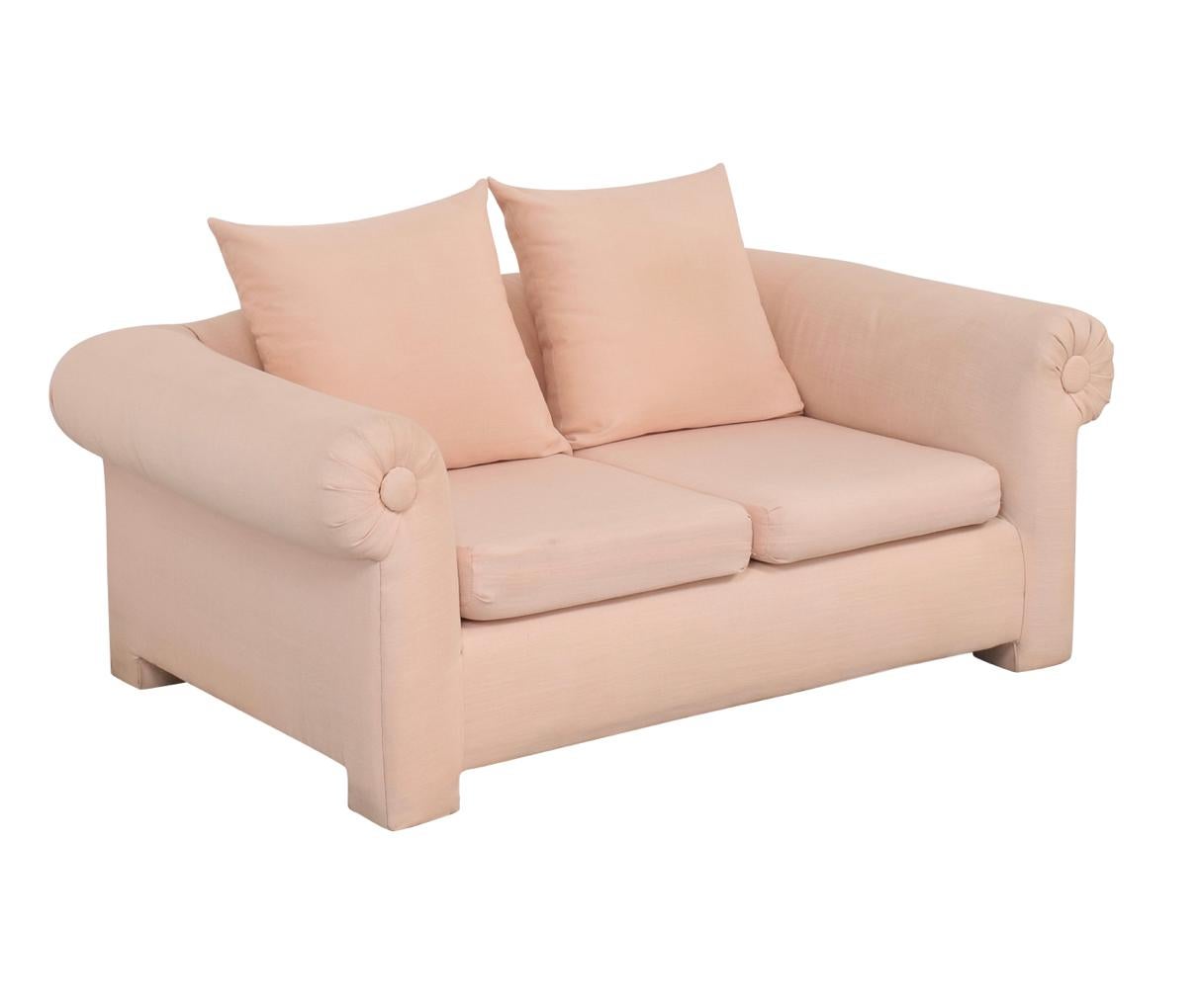Vintage Kreiss collection pink bubble loveseat, California cool modern sofa.

Measures: 65