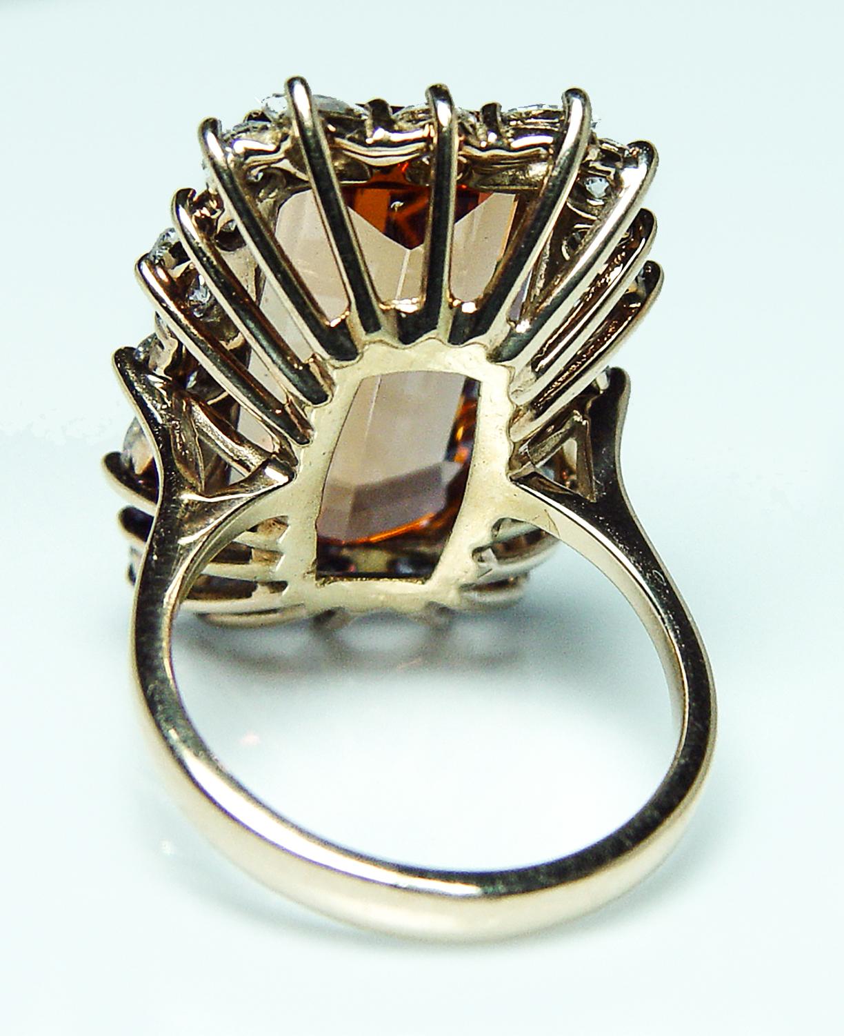 Vintage Krementz 12ct Imperial Topaz Marquise Diamond Ring 18K Gold GIA Cert en venta 5
