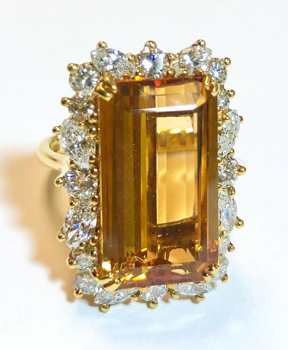 Vintage Krementz 12ct Imperial Topaz Marquise Diamond Ring 18K Gold GIA Cert en venta 6