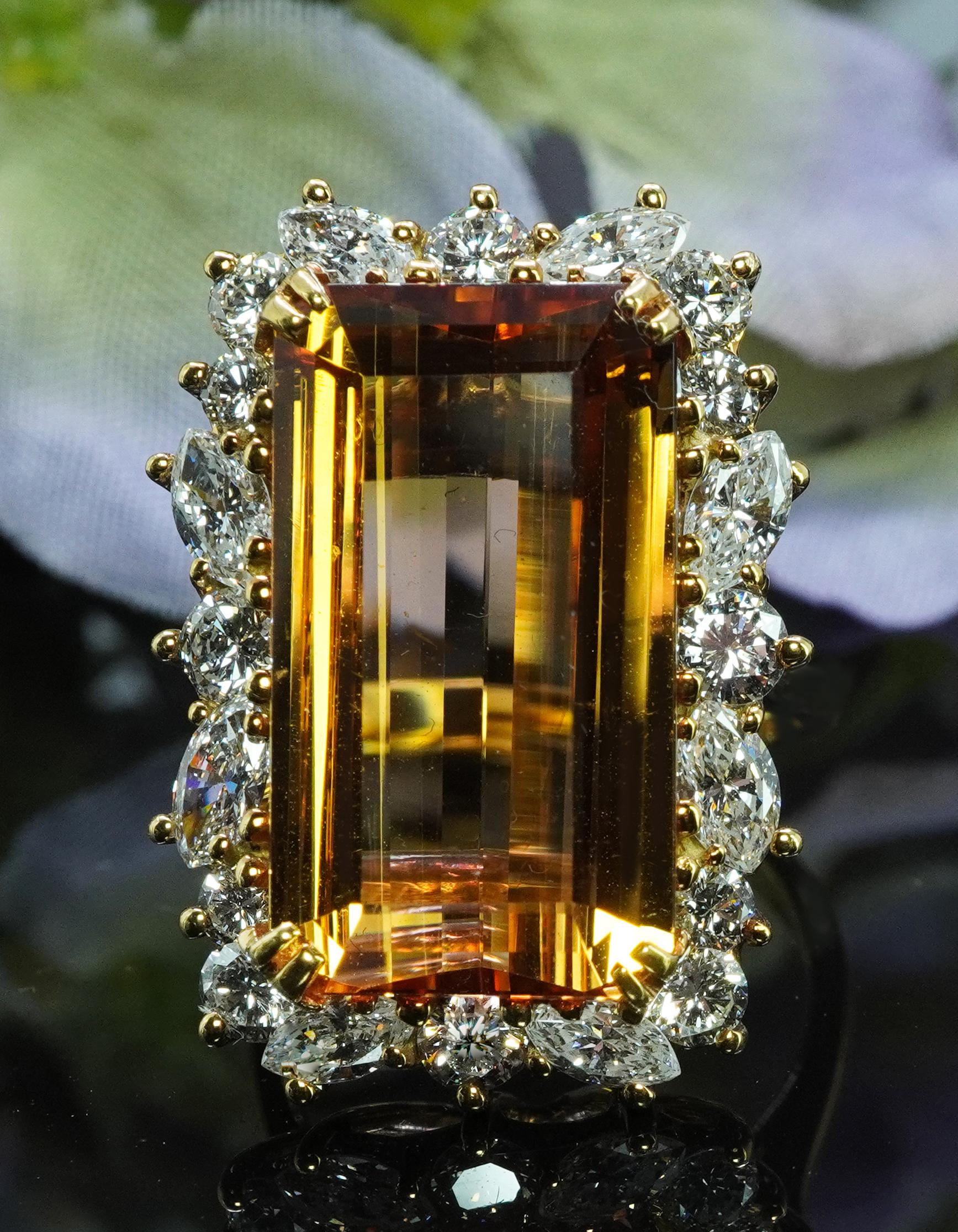  Vintage Krementz 12ct Imperial Topaz Marquise Diamond Ring 18K Gold GIA Cert

This fantastic ring features a large sparkling Imperial Topaz and fiery diamonds set in a beautiful mounting. It is a fine piece of estate jewelry crafted in luxurious