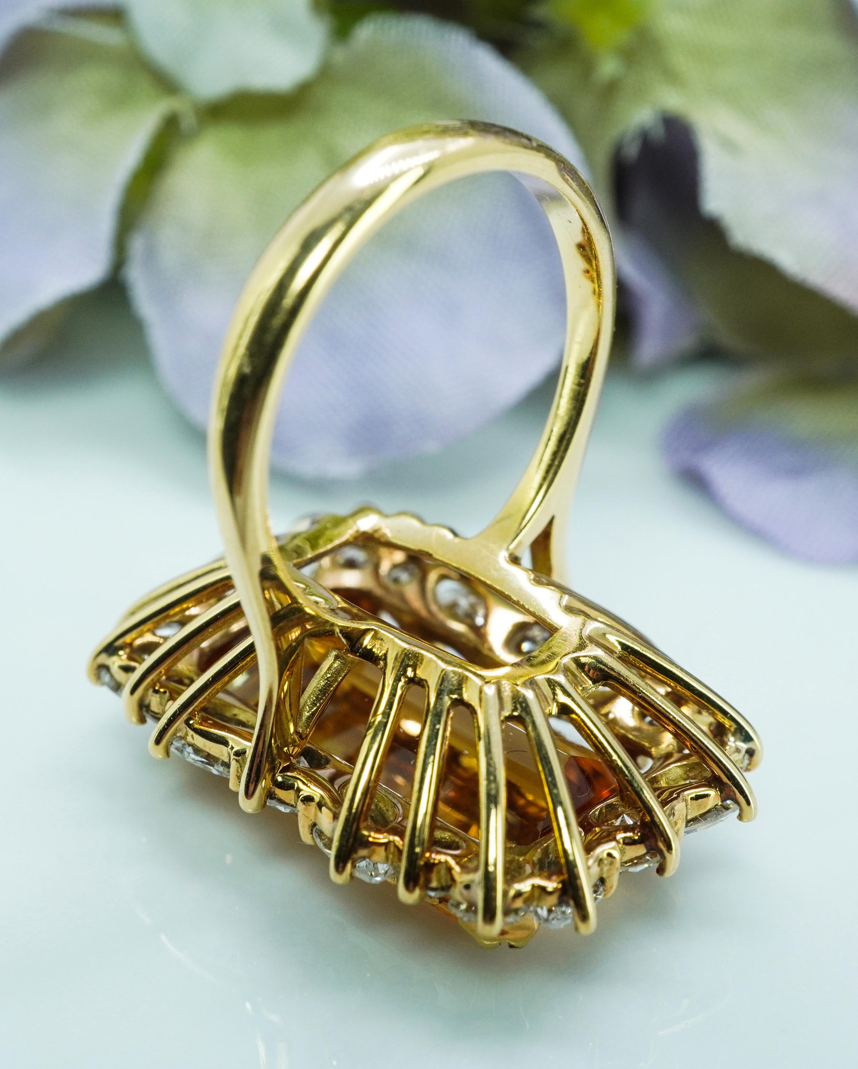 Vintage Krementz 12ct Imperial Topaz Marquise Diamond Ring 18K Gold GIA Cert en venta 1