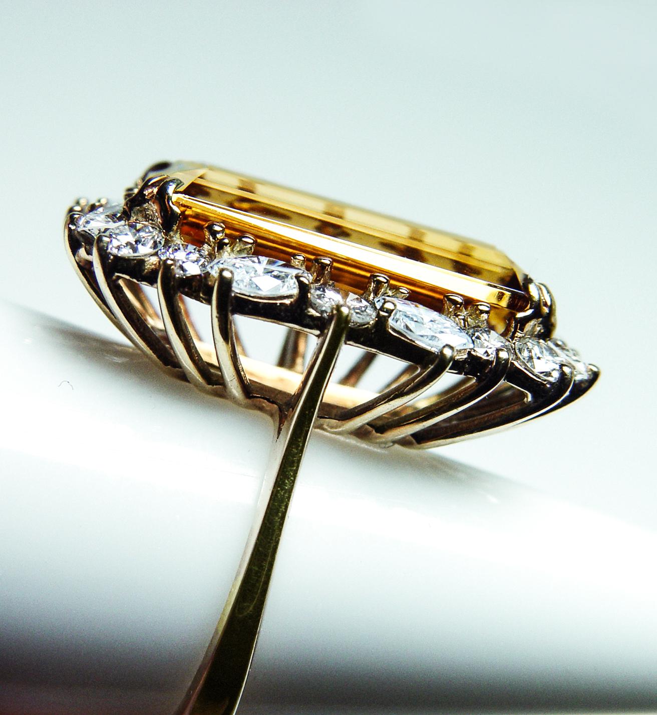 Vintage Krementz 12ct Imperial Topaz Marquise Diamond Ring 18K Gold GIA Cert en venta 2