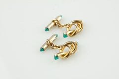 Vintage Krementz & Co. 14k Gold Plated Jade Knot Cufflinks