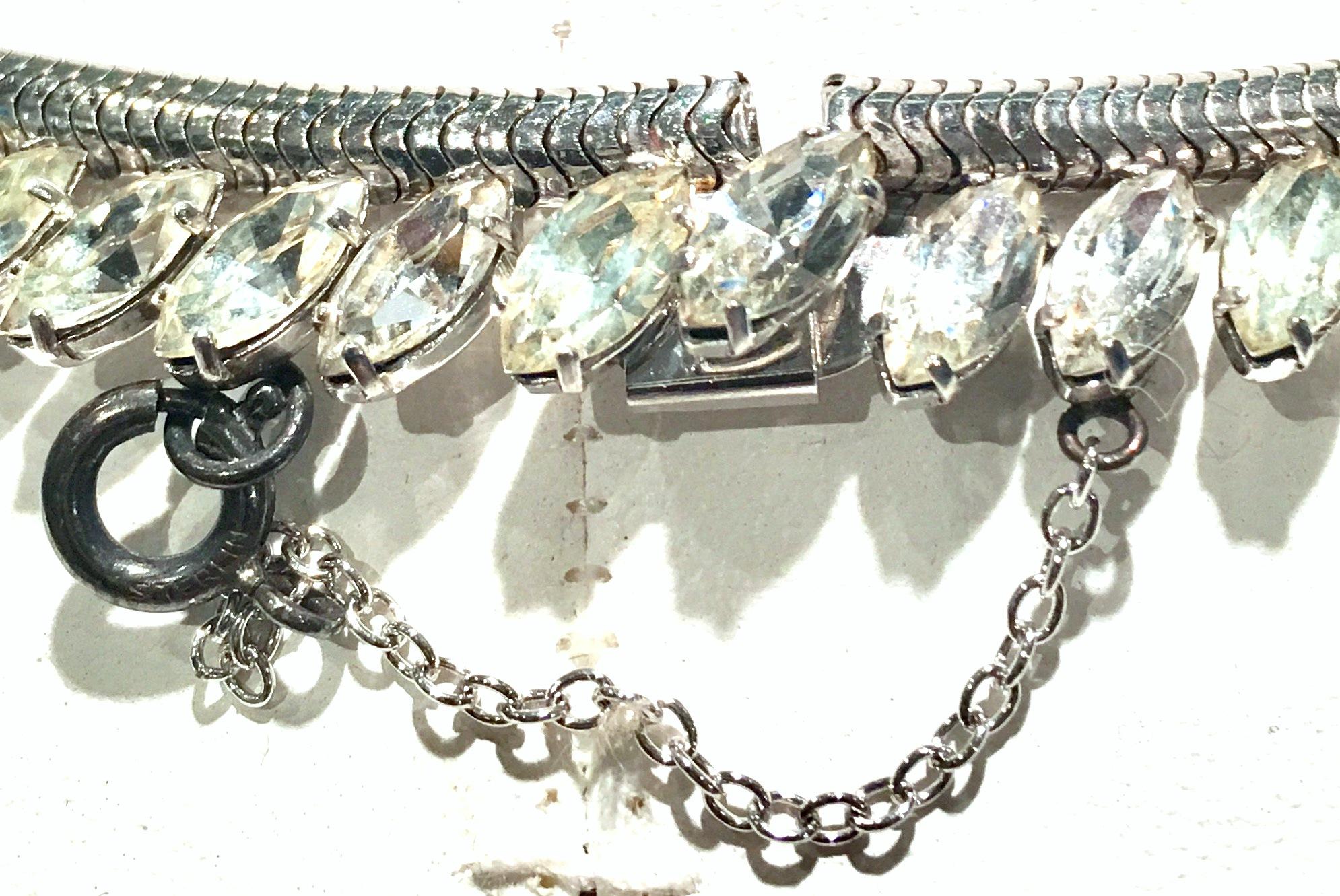 Vintage Krementz White Gold & Austrian Crystal, Necklace, Bracelet, Earrings S/4 For Sale 11